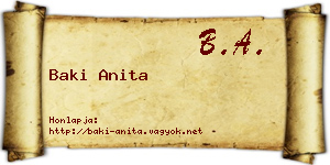 Baki Anita névjegykártya