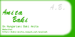anita baki business card